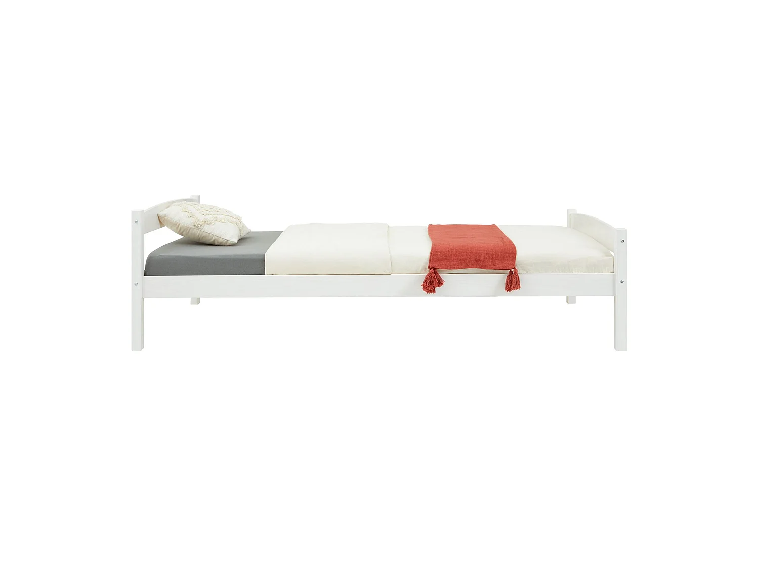 Lit simple lit enfant FELIX en pin massif 90 x 190 cm lasuré blanc
