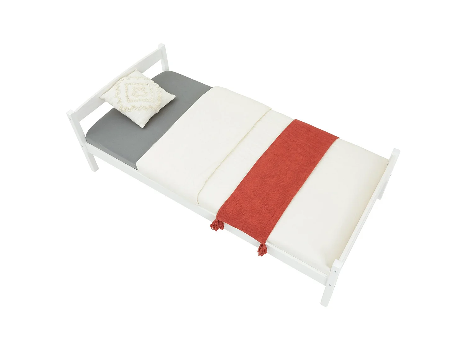 Lit simple lit enfant FELIX en pin massif 90 x 190 cm lasuré blanc