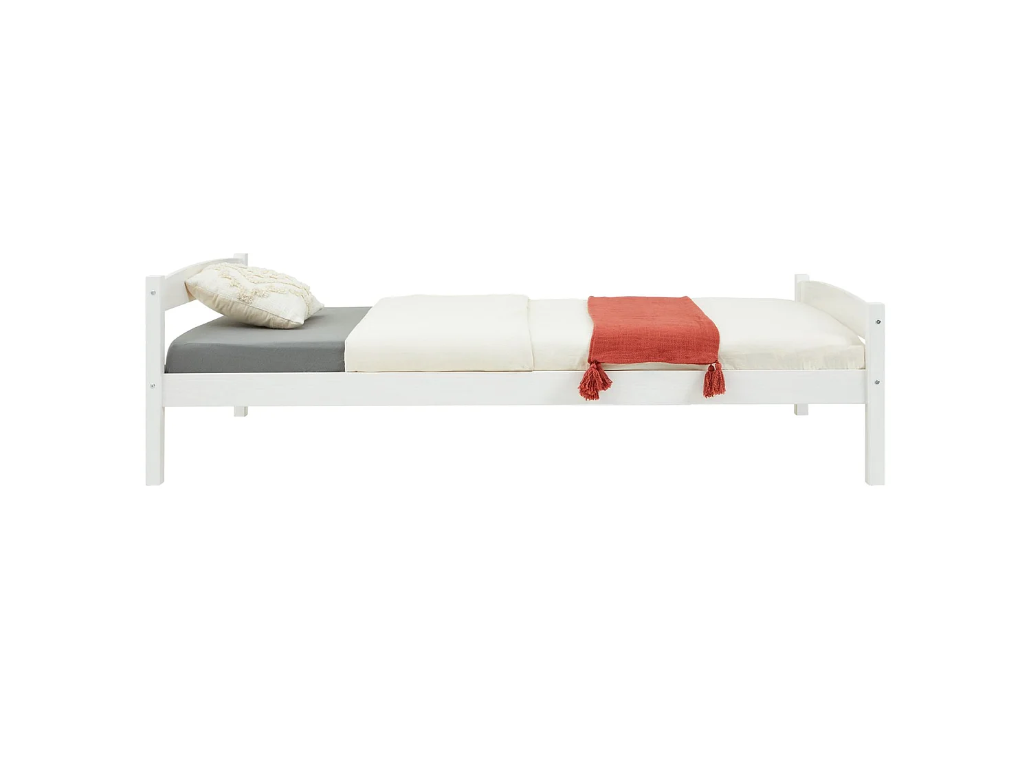 Lit simple lit enfant FELIX en pin massif 90 x 190 cm lasuré blanc