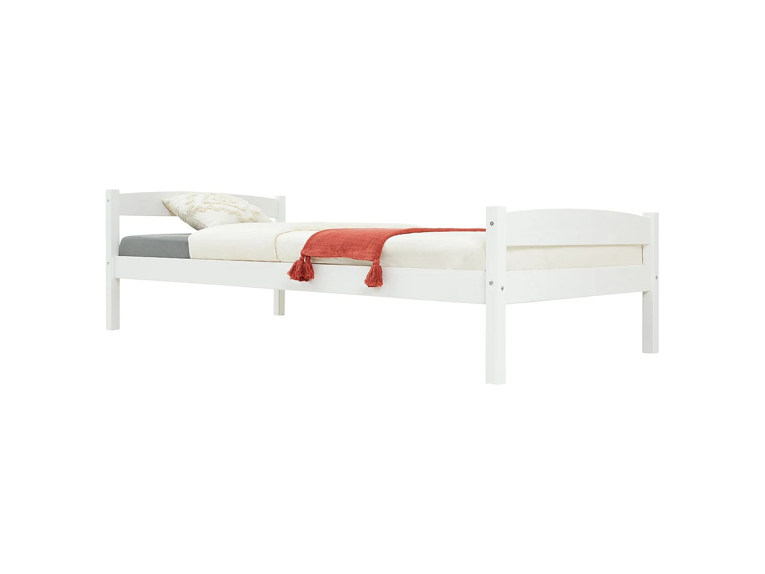 Lit simple lit enfant FELIX en pin massif 90 x 190 cm lasuré blanc
