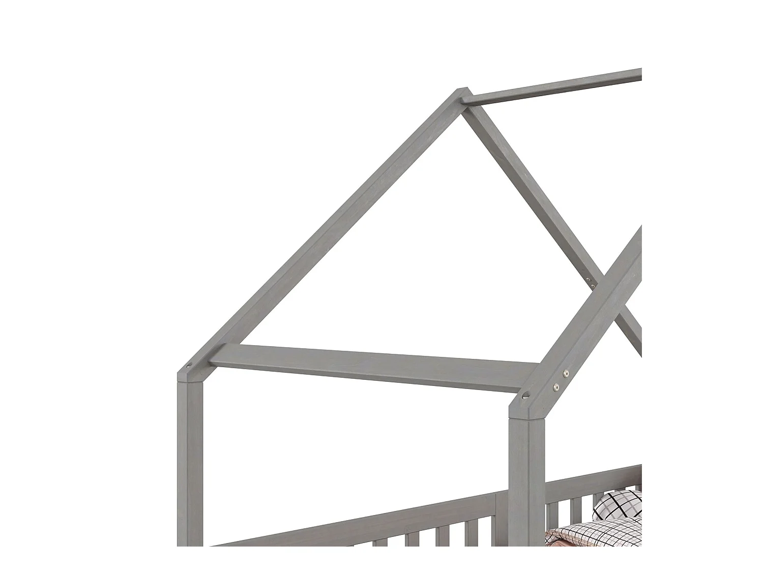 Lit cabane CORA lit enfant simple montessori asymétrique en bois 90 x 200 cm en pin massif lasuré gris