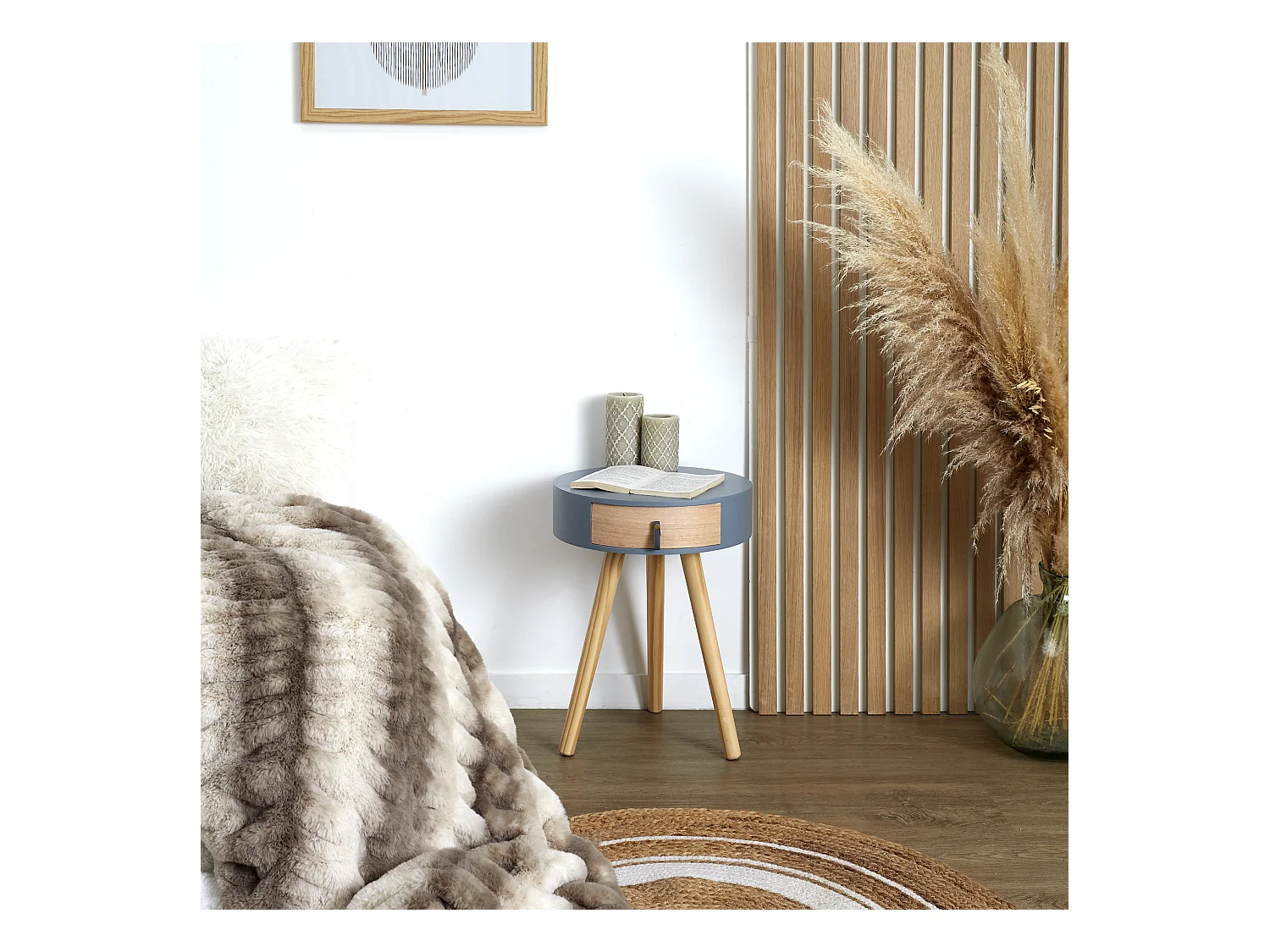 Chevet Nora Gris 34.5x34.5x47cm Gris