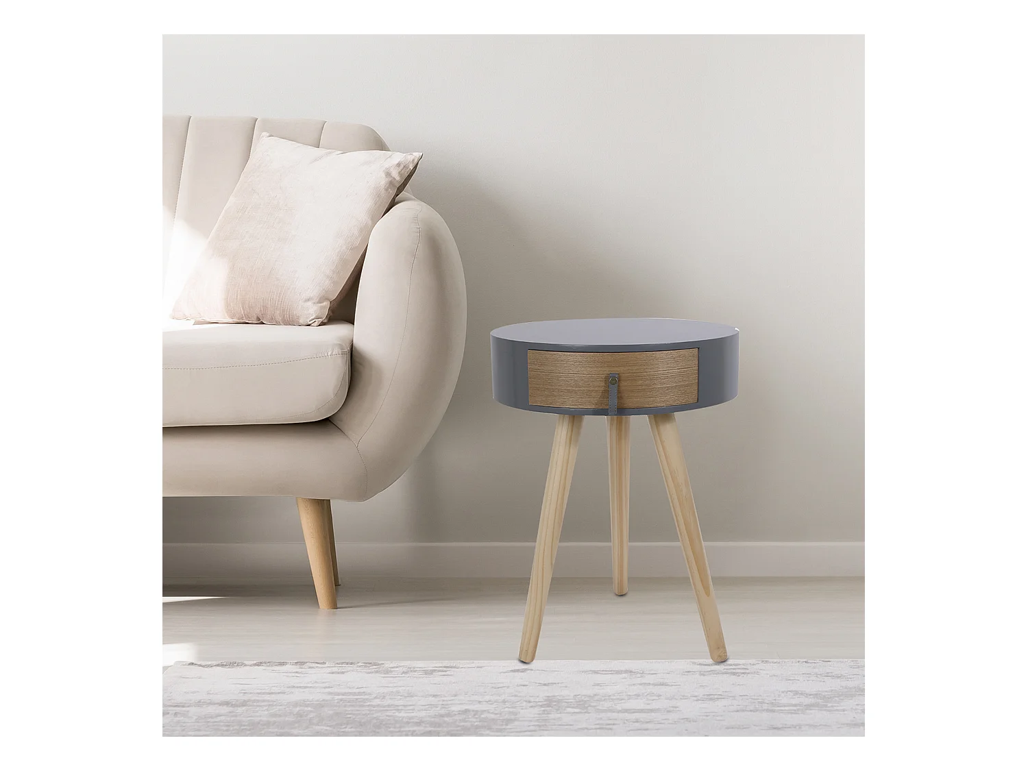 Chevet Nora Gris 34.5x34.5x47cm Gris