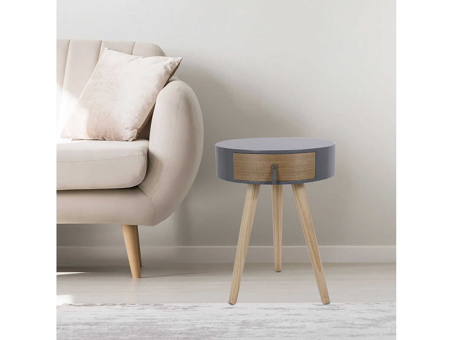 Chevet Nora Gris 34.5x34.5x47cm Gris