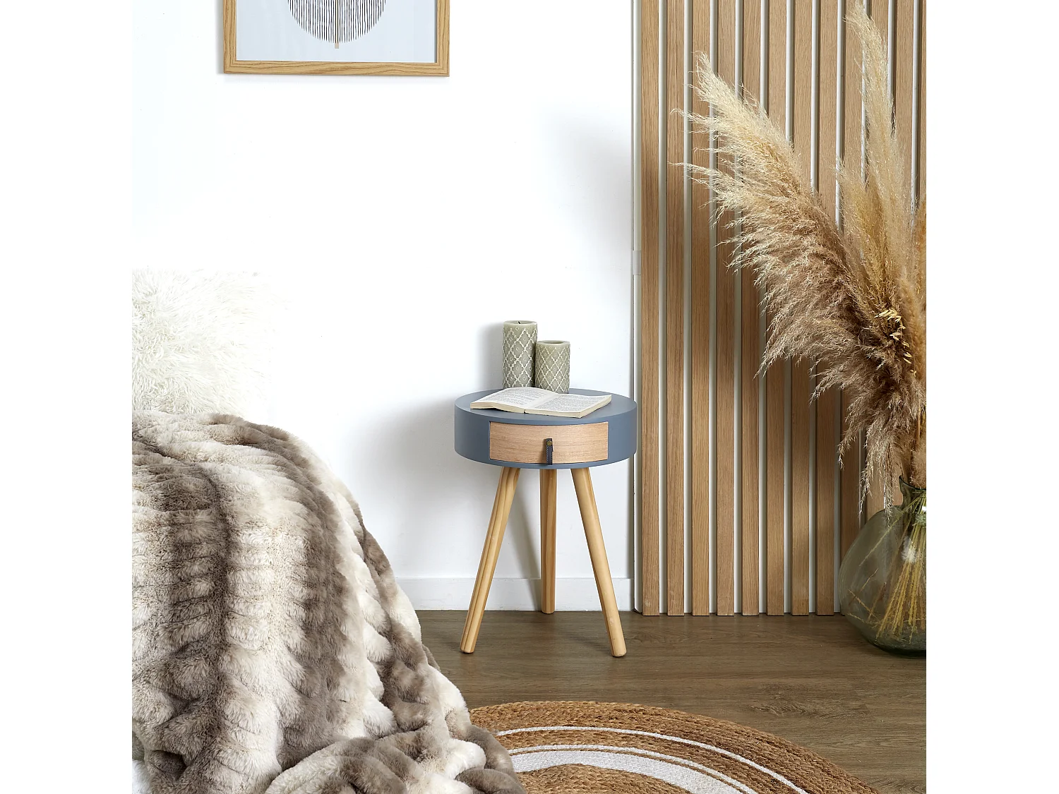 Chevet Nora Gris 34.5x34.5x47cm Gris