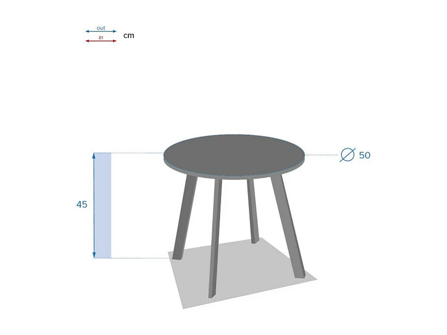 Table basse Saona D 50 cm bordeaux Hespéride