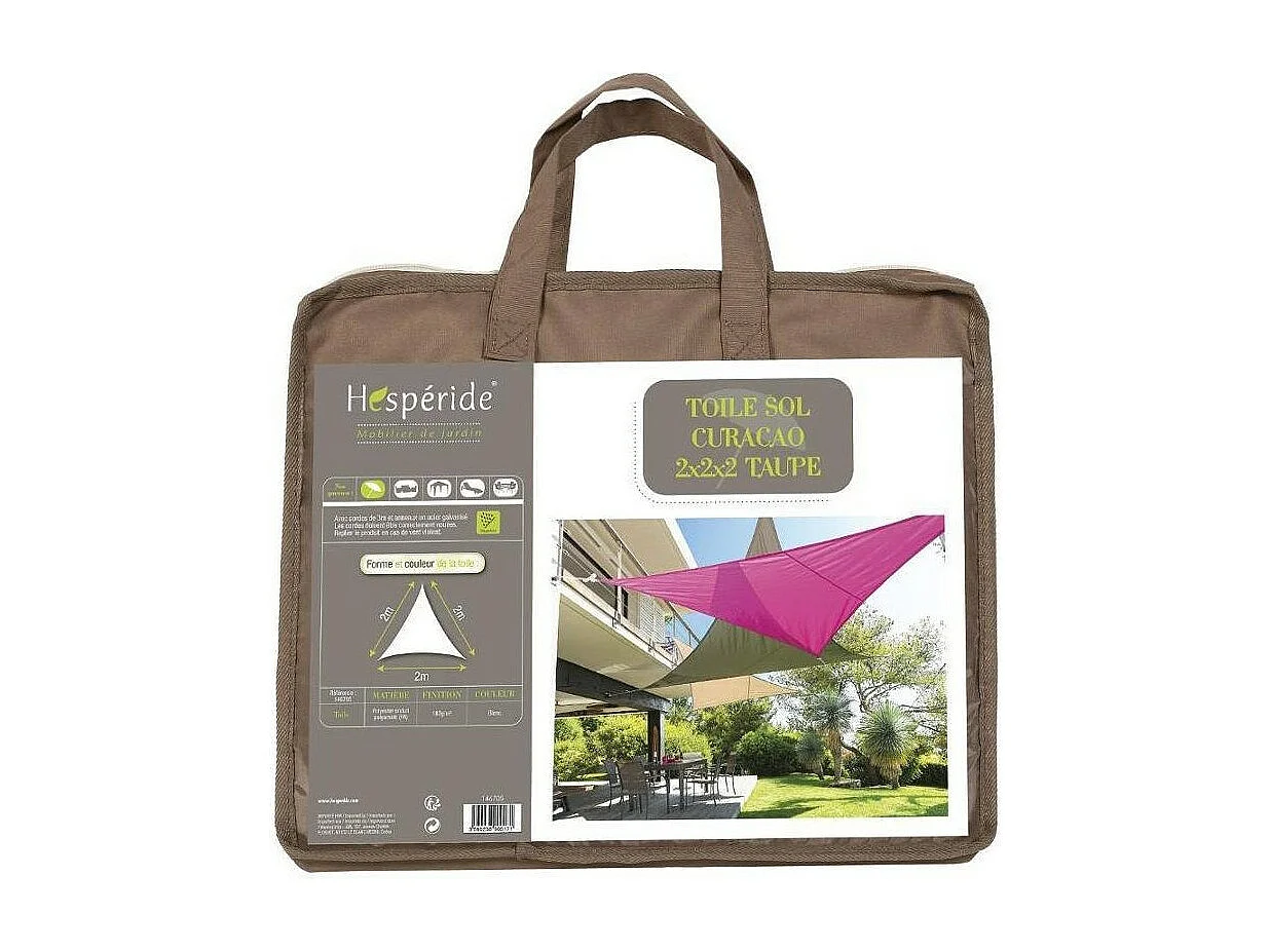 Toile solaire 2x2x2m Curacao taupe Hespéride
