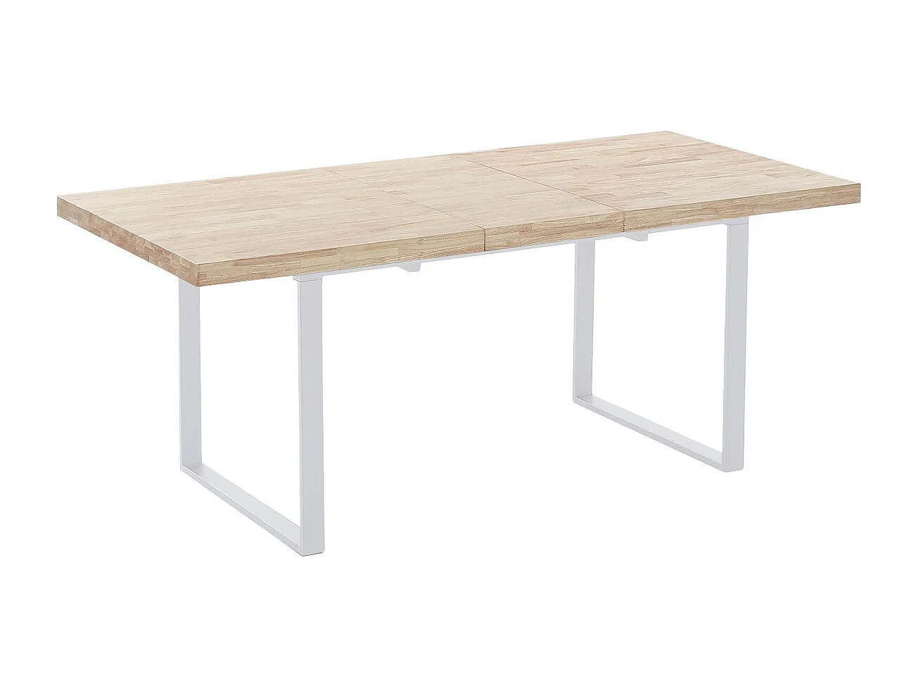 MATIKA - Table repas extensible en bois clair et acier blanc