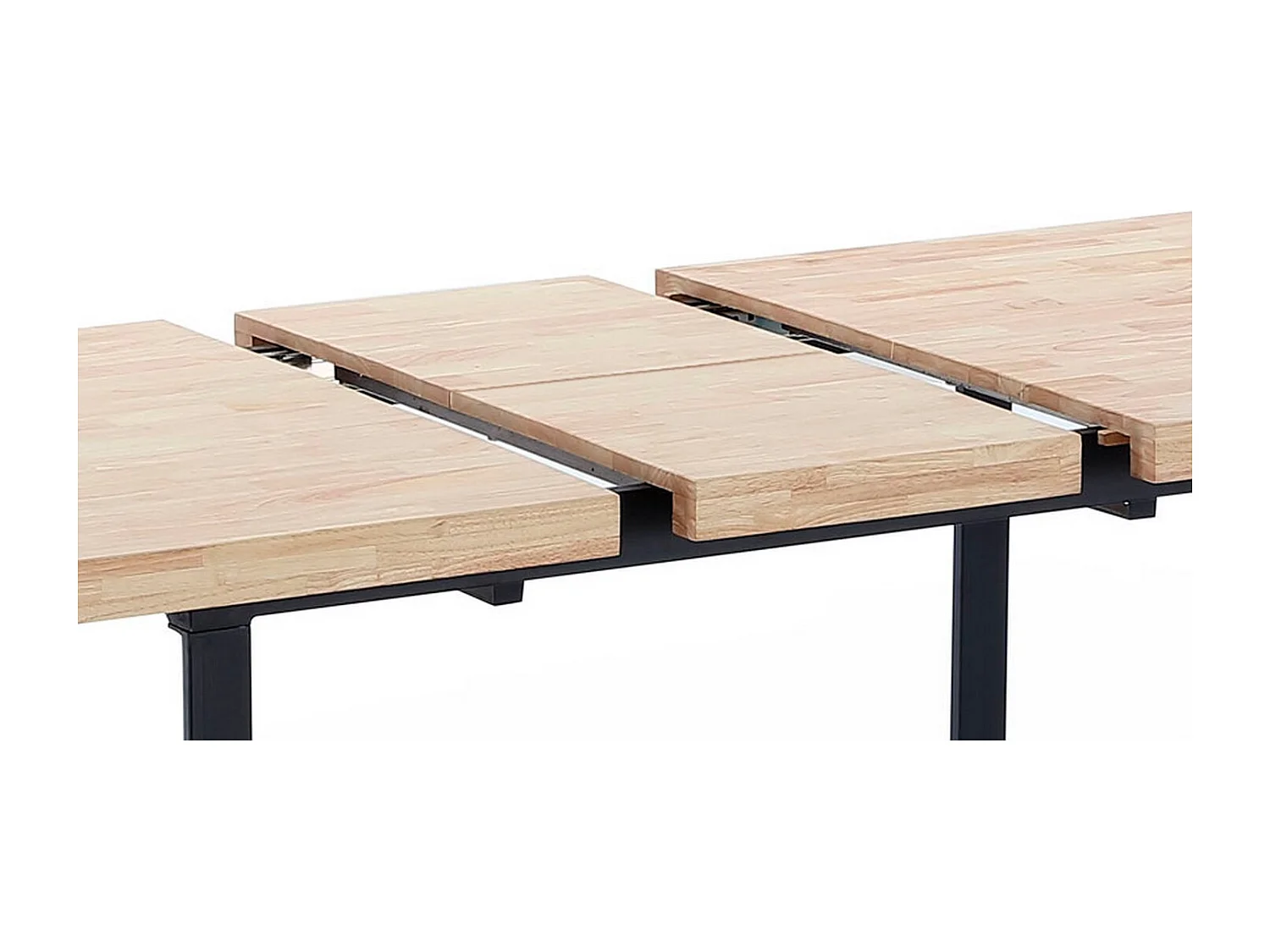 MATIKA - Table repas extensible en bois clair et acier blanc