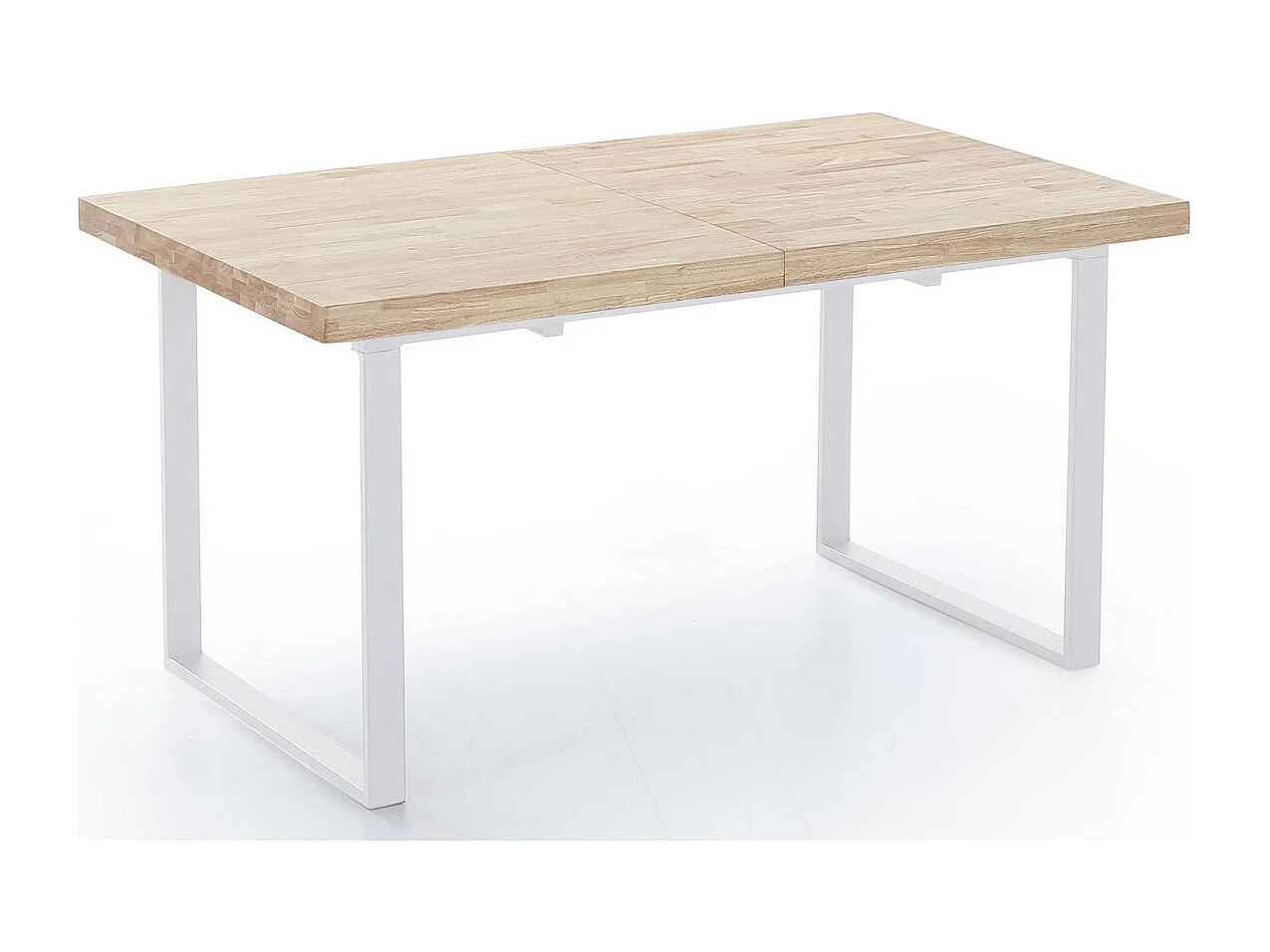 MATIKA - Table repas extensible en bois clair et acier blanc