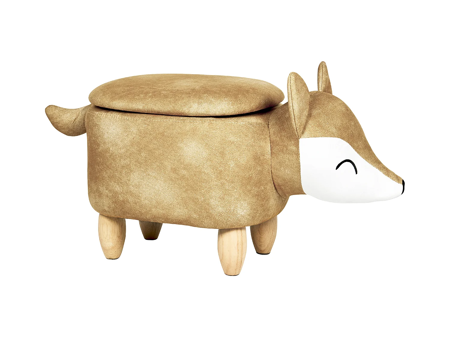 Hocker mit Stauraum für Kinder Tierform Samt orange Holzbeine Modern Fox
