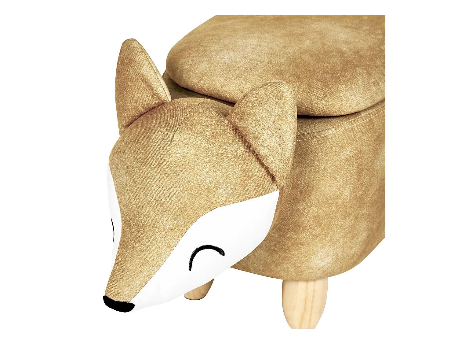 Hocker mit Stauraum für Kinder Tierform Samt orange Holzbeine Modern Fox
