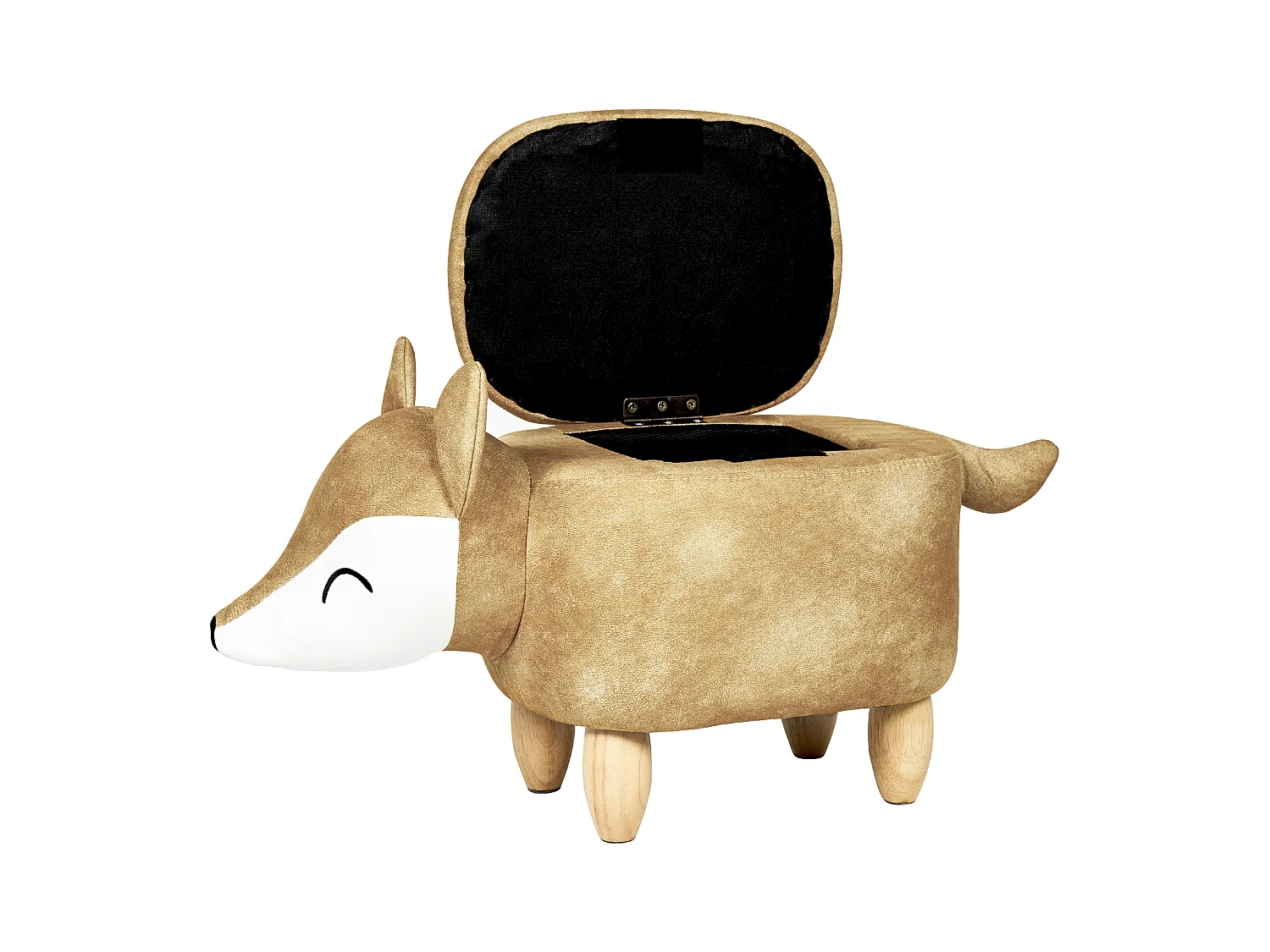 Hocker mit Stauraum für Kinder Tierform Samt orange Holzbeine Modern Fox