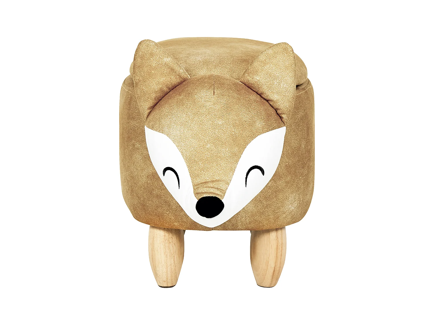 Hocker mit Stauraum für Kinder Tierform Samt orange Holzbeine Modern Fox