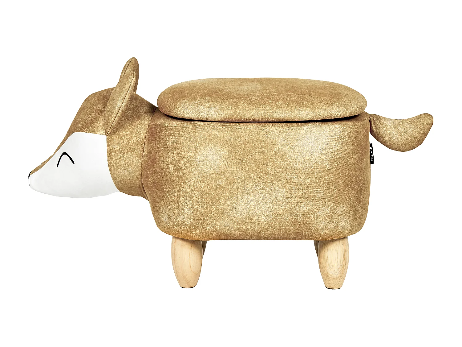 Tabouret de rangement animal FOX Velours Orange