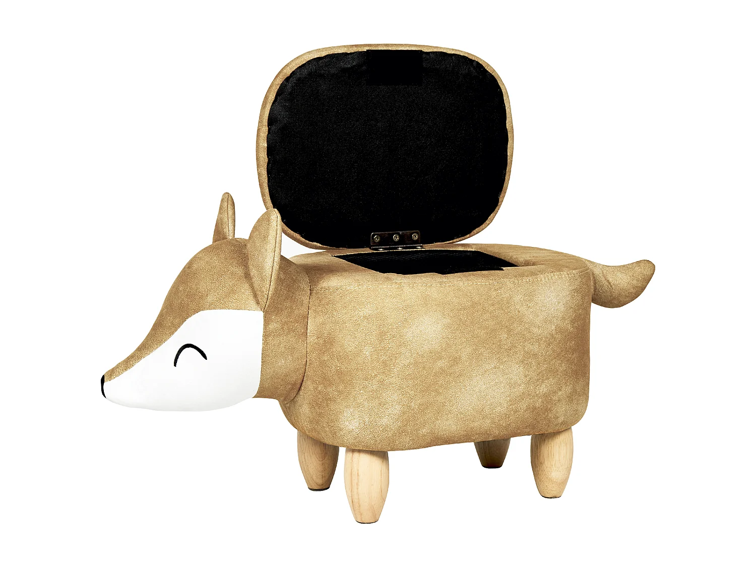 Tabouret de rangement animal FOX Velours Orange