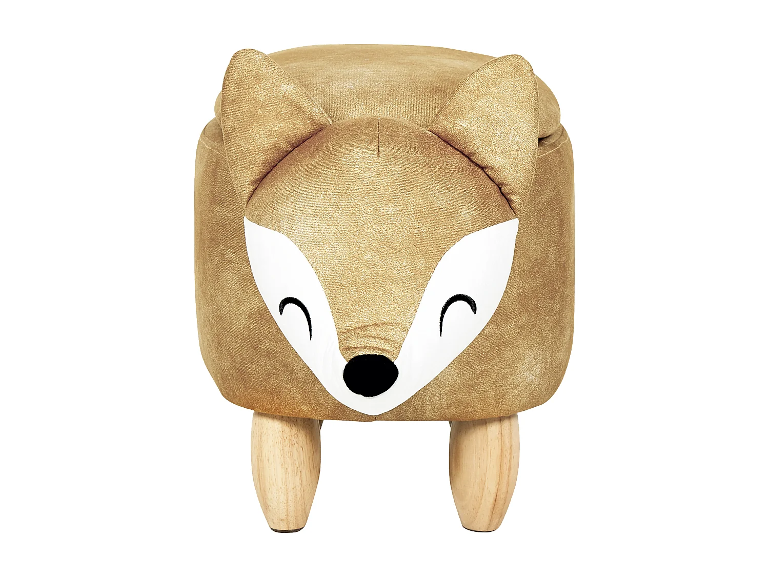Tabouret de rangement animal FOX Velours Orange