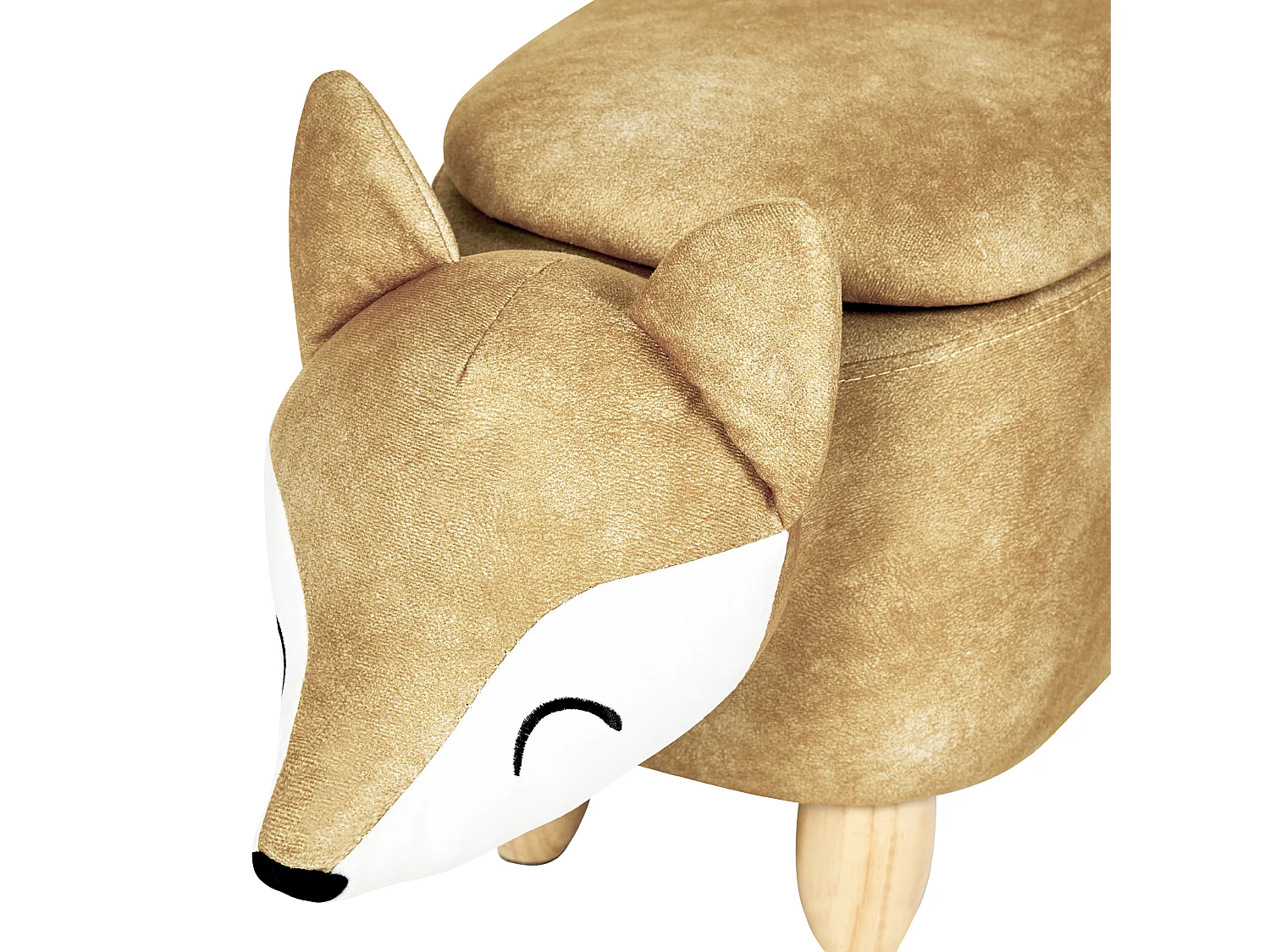 Tabouret de rangement animal FOX Velours Orange