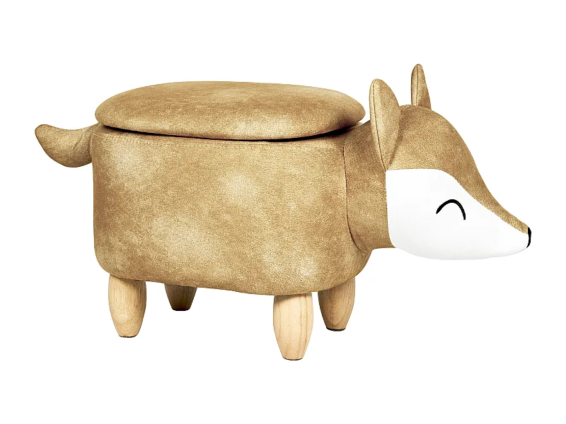 Tabouret de rangement animal FOX Velours Orange