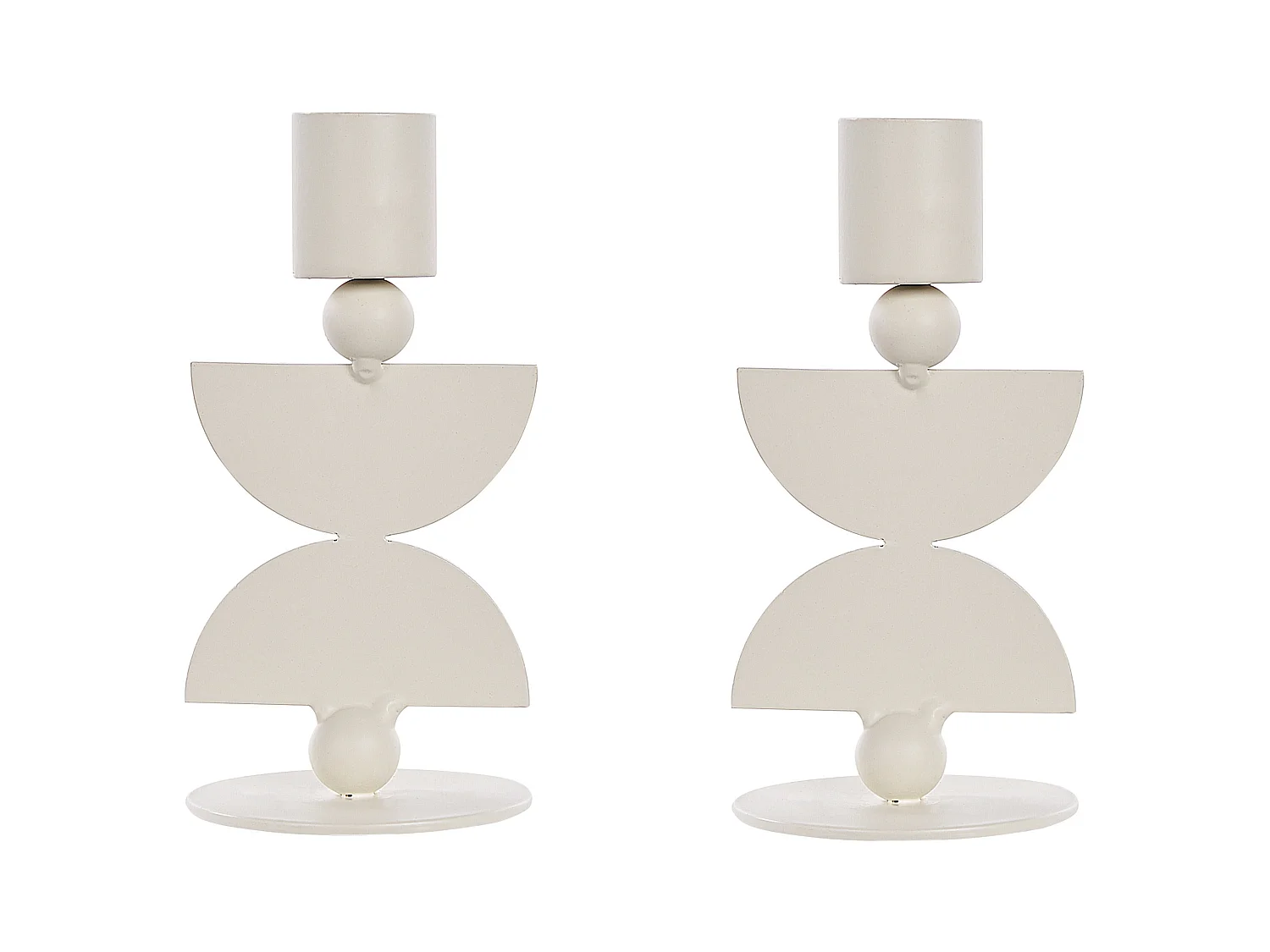 Kandelaar set van 2 ijzer wit 13 cm DAPHNI