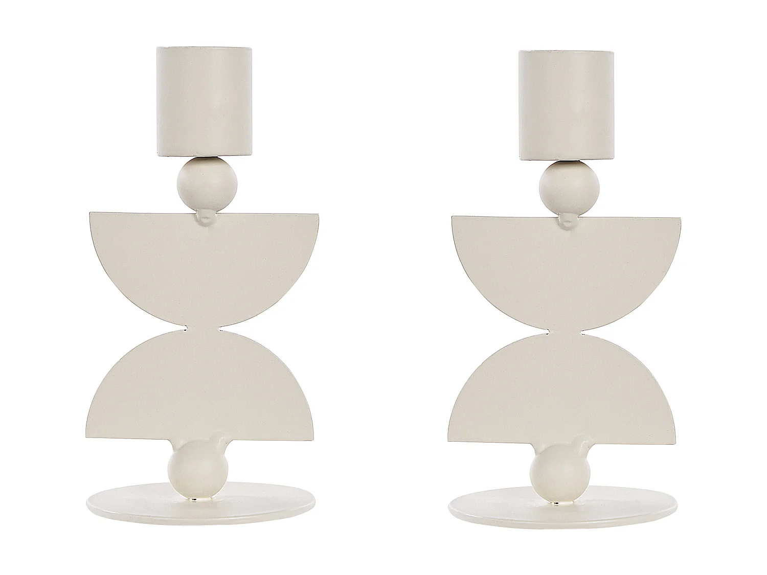 Kandelaar set van 2 ijzer wit 13 cm DAPHNI