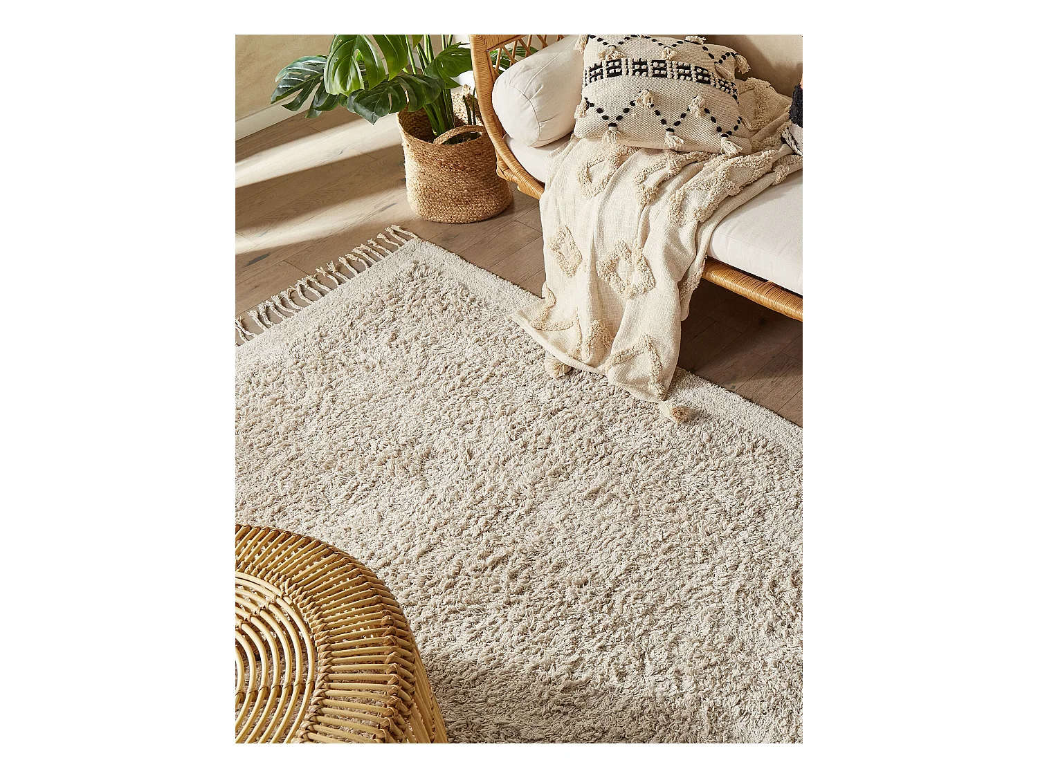 Vloerkleed katoen beige 140 x 200 cm BITLIS