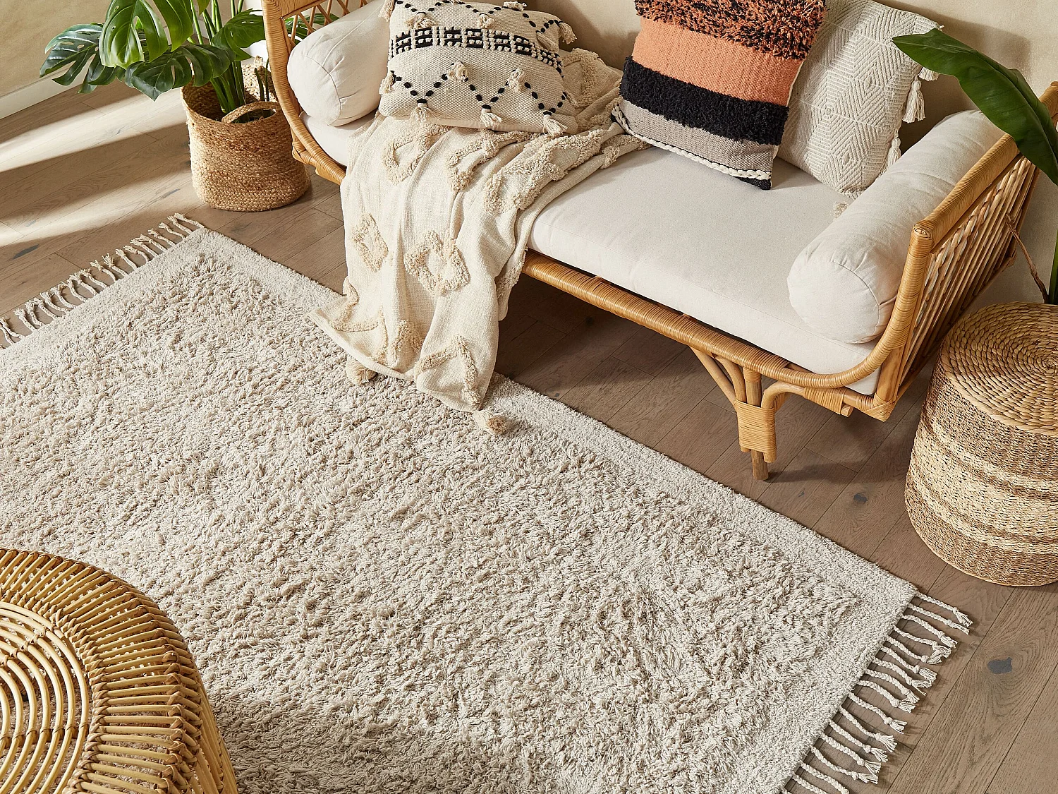 Vloerkleed katoen beige 140 x 200 cm BITLIS