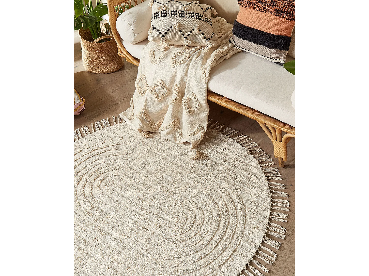 Tapis HALFETI Beige clair ø 140 cm Coton