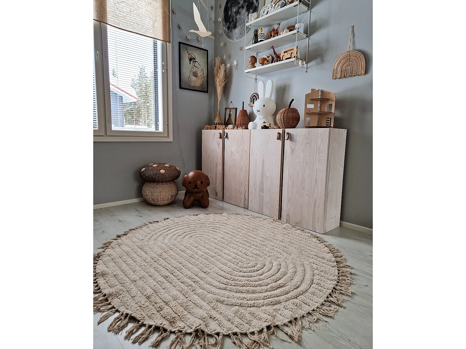 Teppich Baumwolle beige ⌀ 140 cm rund HALFETI