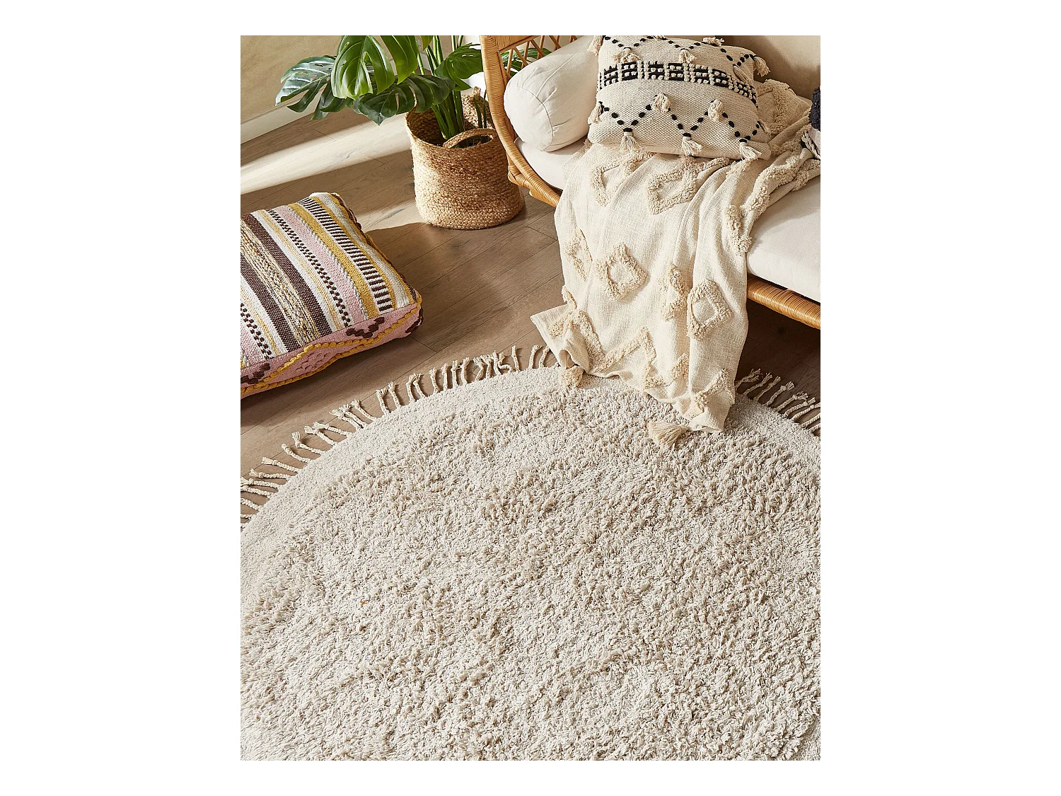 Tapis BITLIS Beige clair ø 140 cm Coton