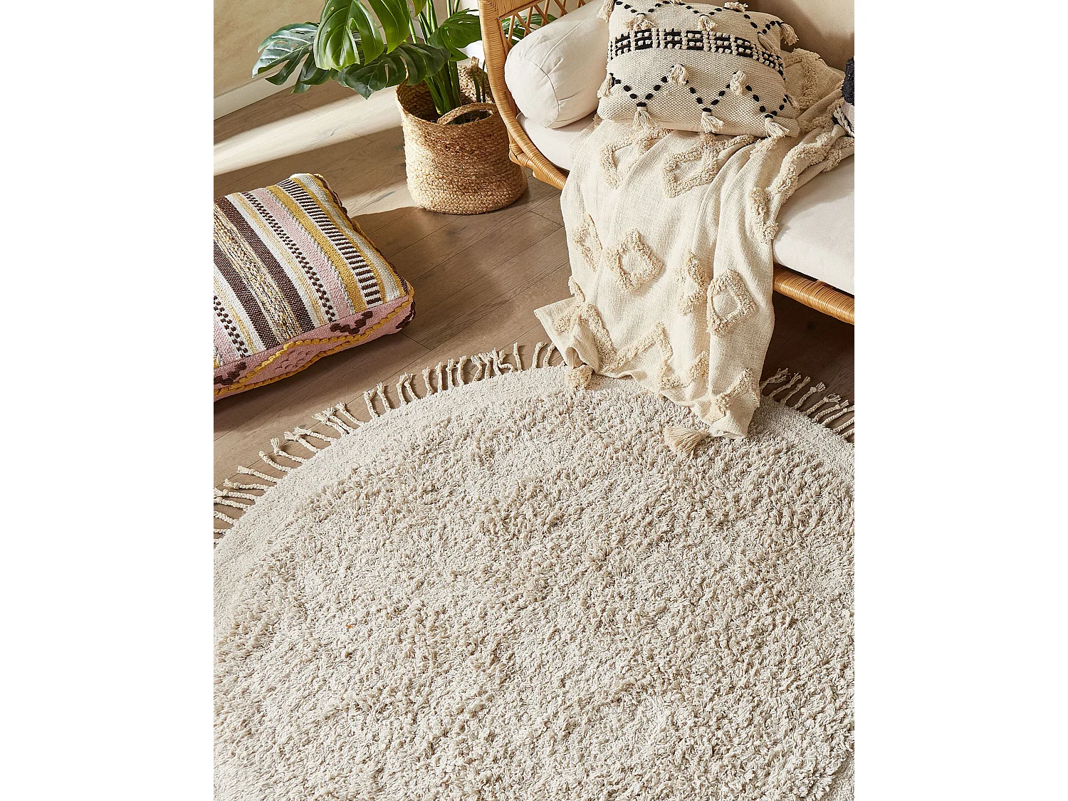 Tapis BITLIS Beige clair ø 140 cm Coton
