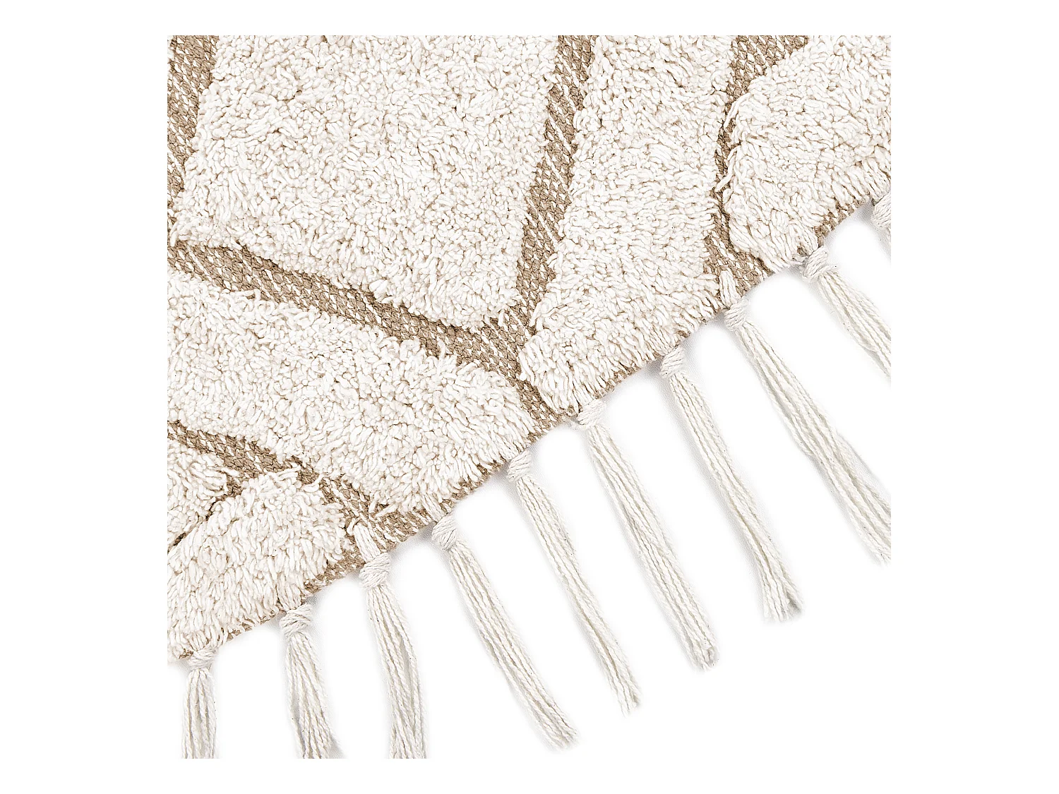 Teppich Baumwolle hellbeige ⌀ 140 cm Fransen HORASAN