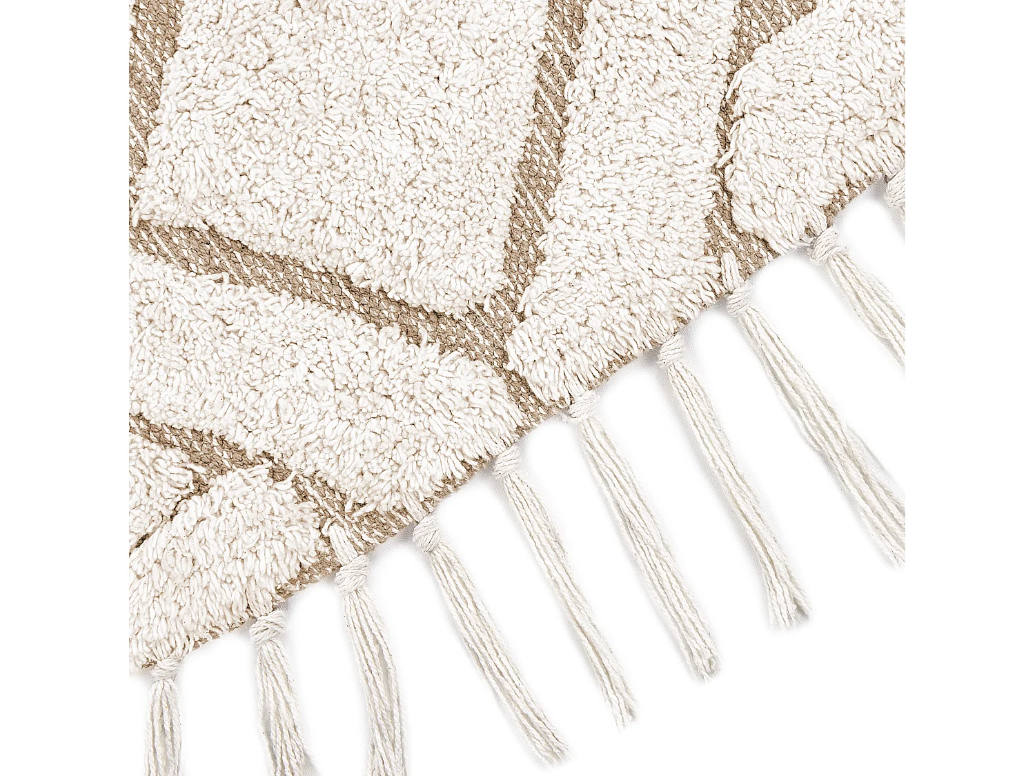 Teppich Baumwolle hellbeige ⌀ 140 cm Fransen HORASAN