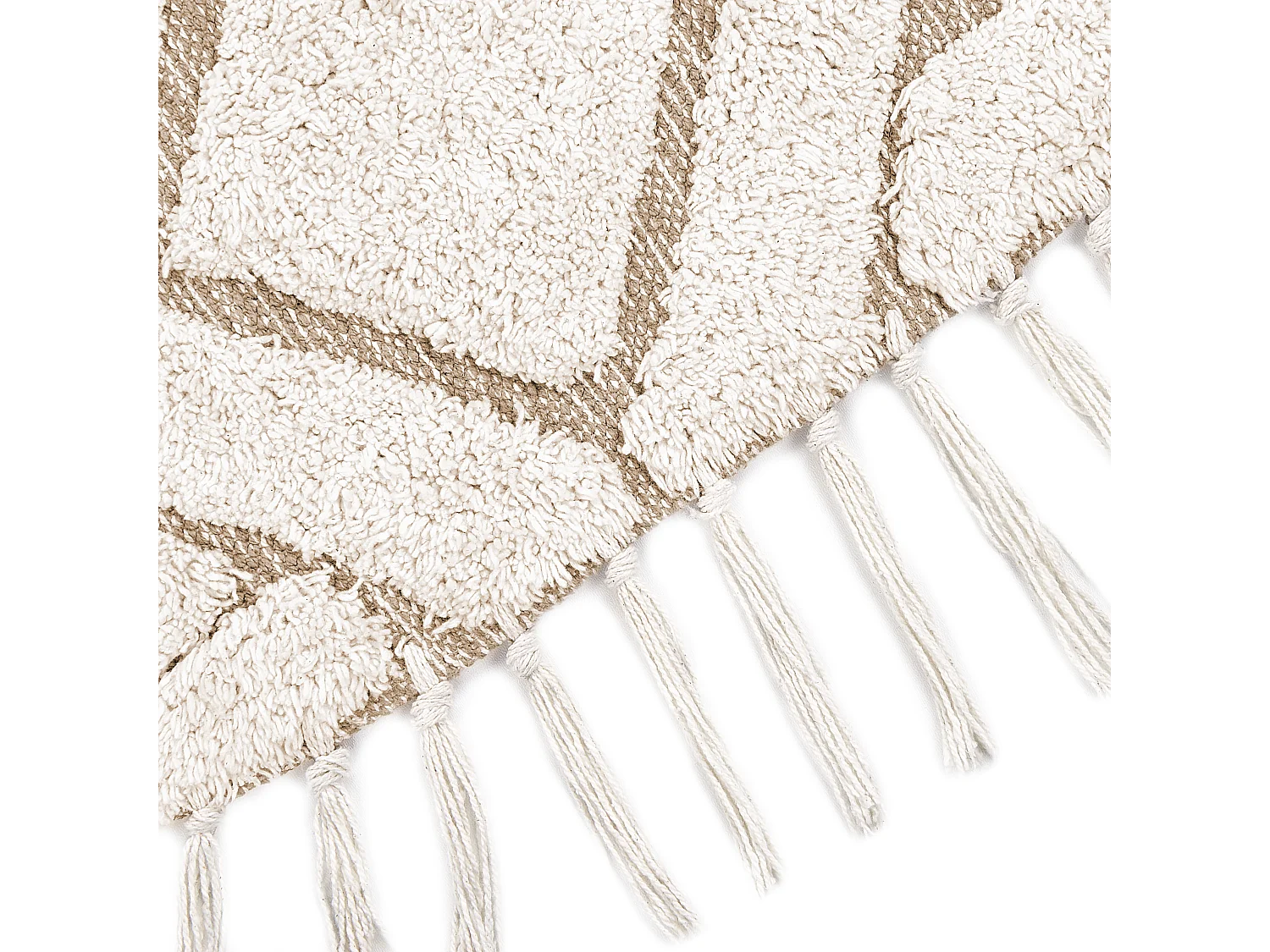 Teppich Baumwolle hellbeige ⌀ 140 cm Fransen HORASAN