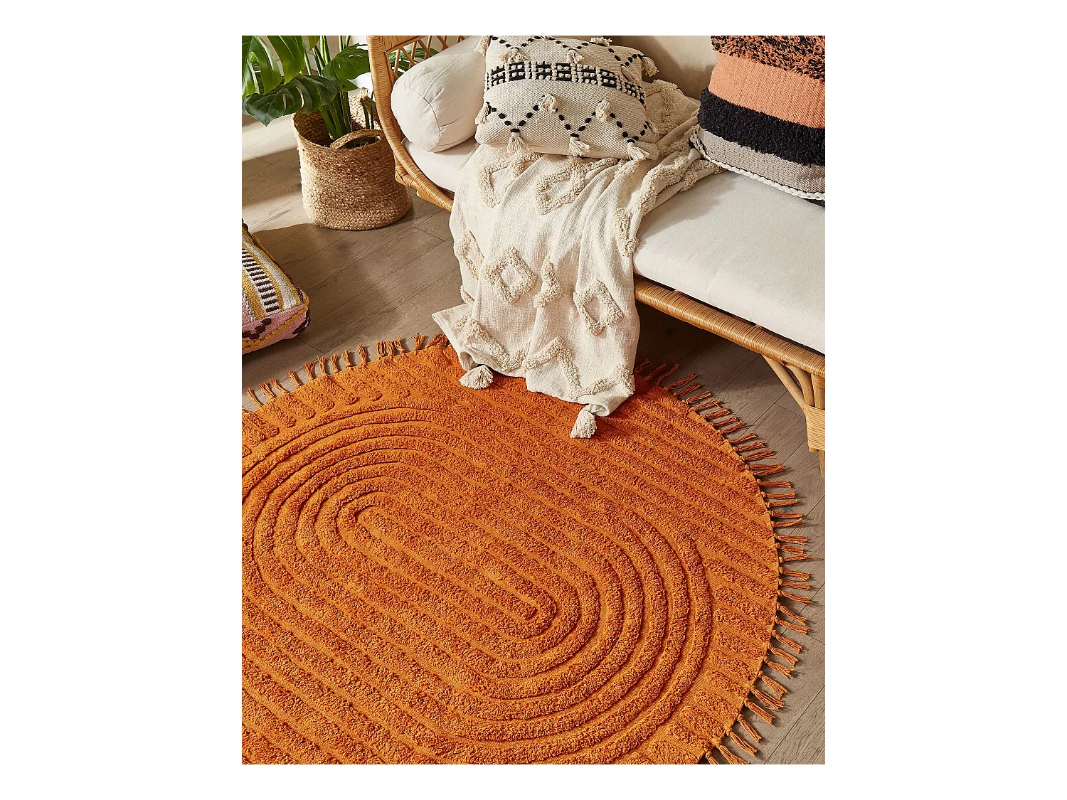 Tapis HALFETI Orange ø 140 cm Coton