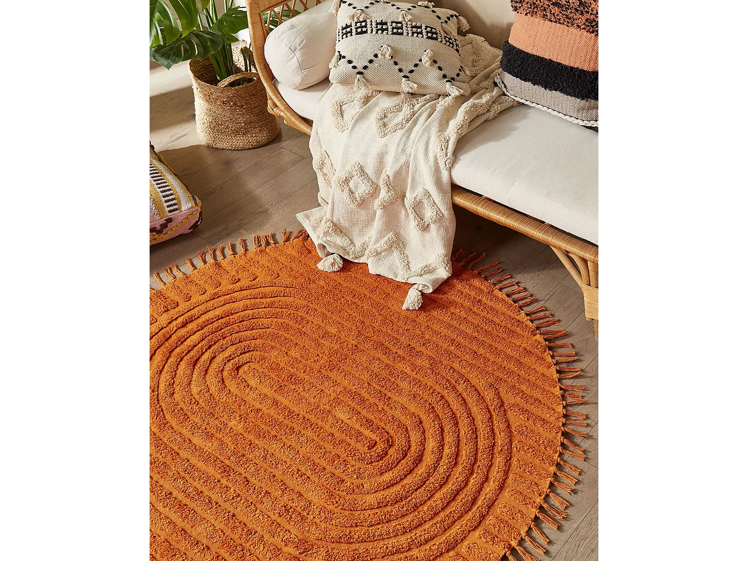 Vloerkleed katoen oranje ⌀ 140 cm HALFETI