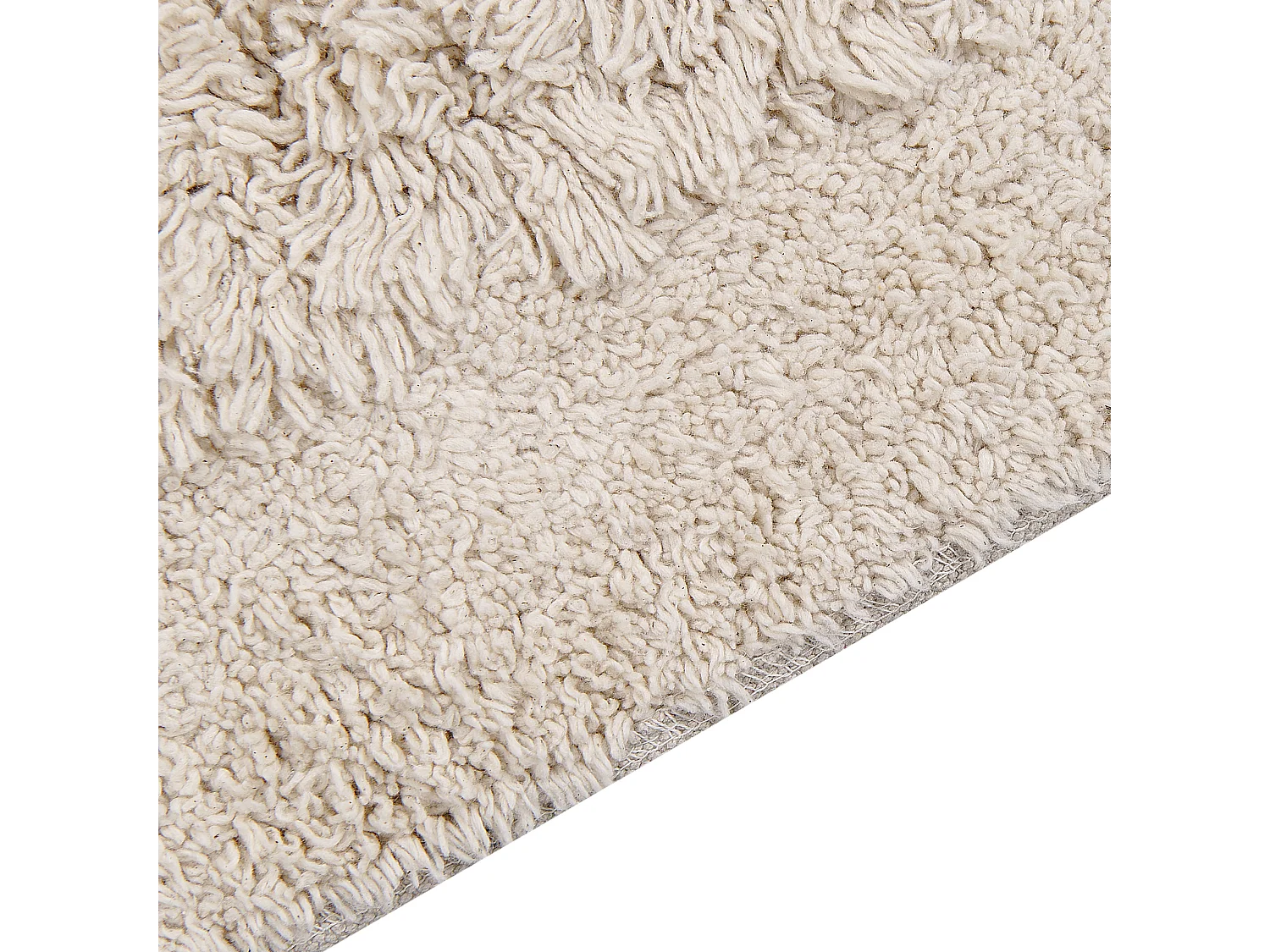 Teppich Baumwolle helles Beige 80x150 cm mit Fransen Hochflor Shaggy Boho Bitlis