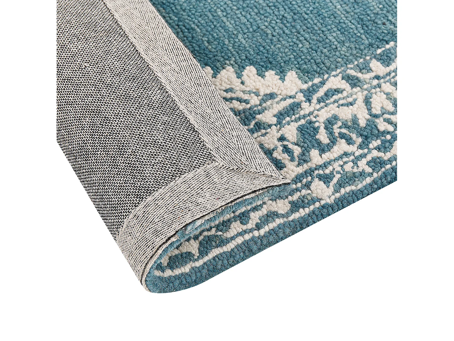 Teppich Wolle weiss / blau 140 x 200 cm GEVAS