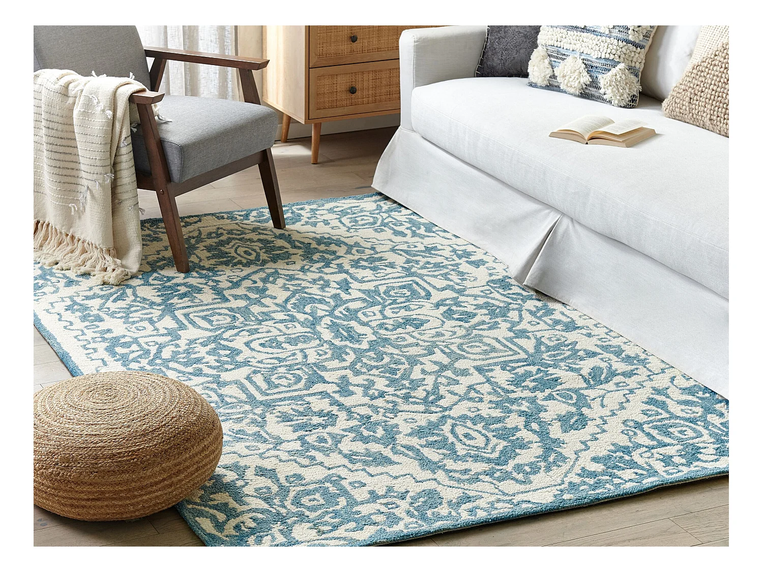 Tapis AHMETLI Bleu 140 x 200 cm Laine