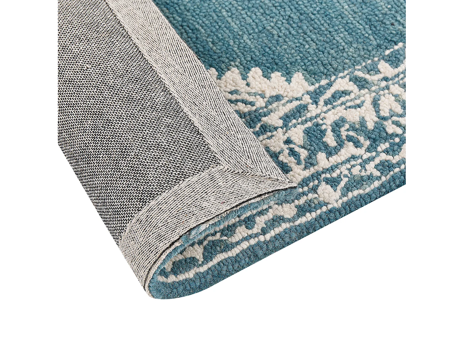 Vloerkleed wol wit/blauw 200 x 200 cm GEVAS