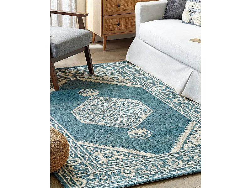 Dywan wełniany 160 x 230 cm biało-niebieski GEVAS