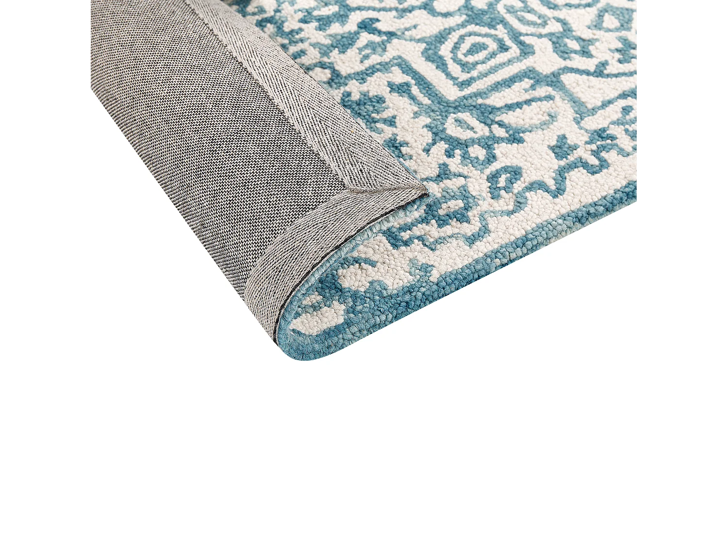 Vloerkleed wol wit/blauw 80 x 150 cm AHMETLI