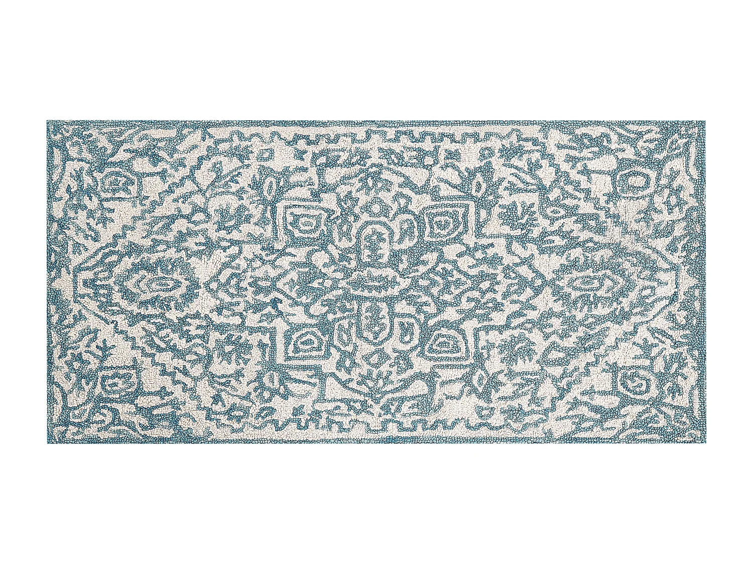 Vloerkleed wol wit/blauw 80 x 150 cm AHMETLI