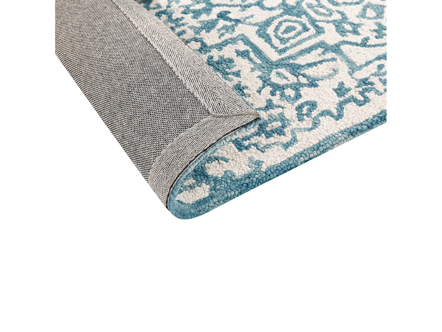 Vloerkleed wol wit/blauw 80 x 150 cm AHMETLI