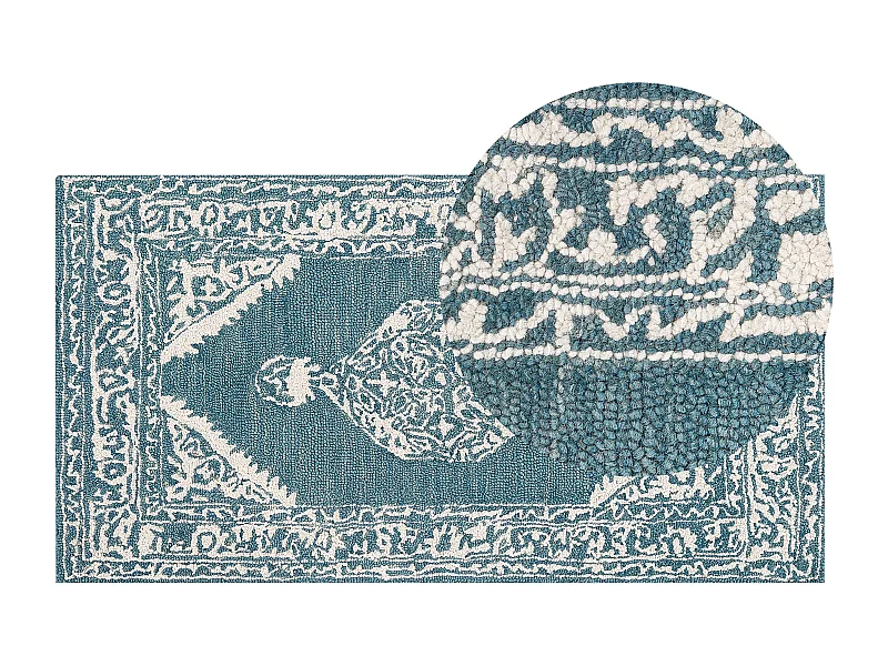 Alfombra de lana blanco/azul 80 x 150 cm GEVAS