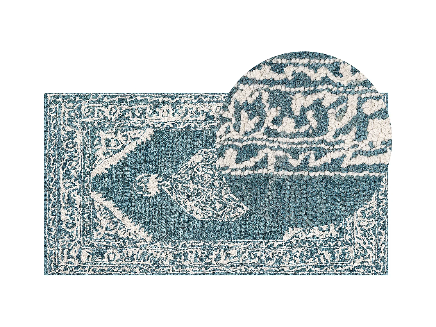 Dywan wełniany 80 x 150 cm biało-niebieski GEVAS