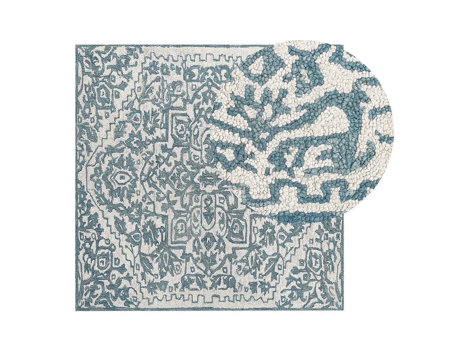 Tapis AHMETLI Bleu 200 x 200 cm Laine