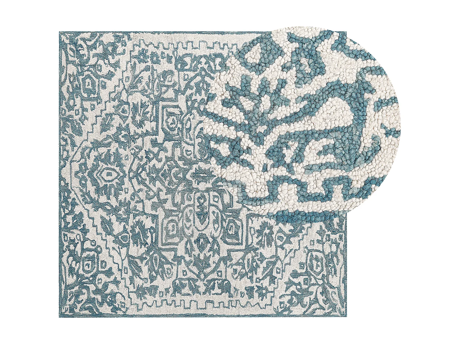 Tapis AHMETLI Bleu 200 x 200 cm Laine