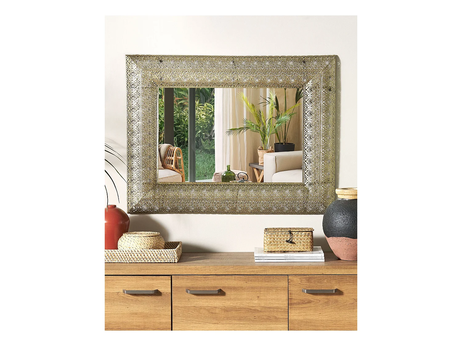 Miroir DEHRADUN 69 cm 90 cm Métal Doré