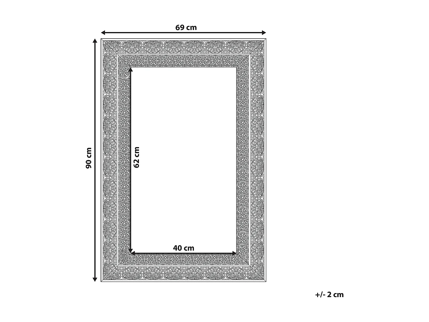 Miroir DEHRADUN 69 cm 90 cm Métal Doré